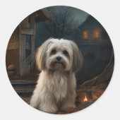 Havanese Halloween eng Ronde Sticker (Voorkant)