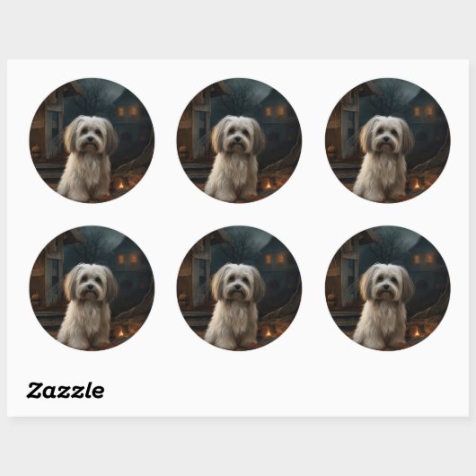 Havanese Halloween eng Ronde Sticker (Vel)