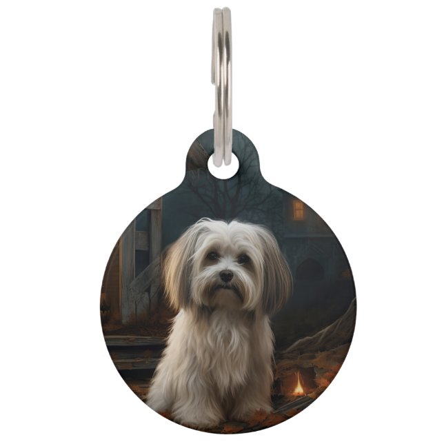 Havanese Halloween Griezelen Huisdierpenning (Voorkant)