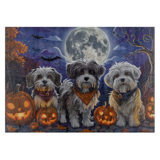 Havanese Halloween Griezelen Snijplank (Voorkant)
