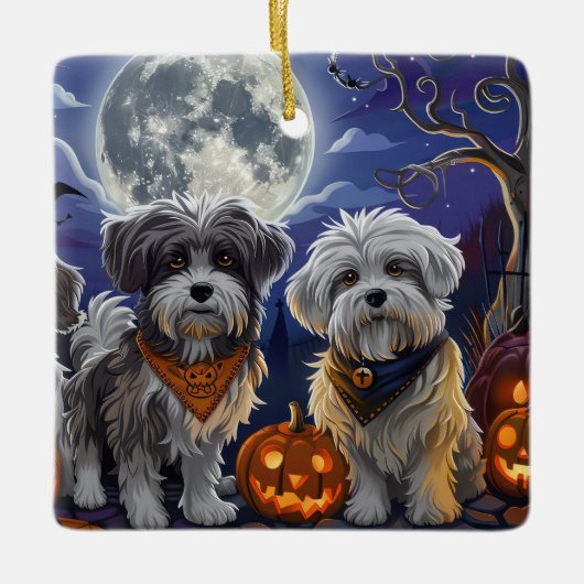 Havanese Halloween Griezelig Keramisch Ornament (Voorkant)
