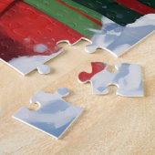 Havanese hardlopen in de sneeuw met kerstmuts legpuzzel (Zijkant)