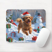 Havanese hardlopend in de sneeuw met kerstmuts muismat (Met muis)