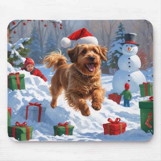 Havanese hardlopend in de sneeuw met kerstmuts muismat (Voorkant)