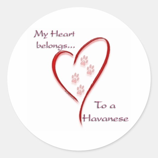 Havanese Heart Ronde Sticker (Voorkant)