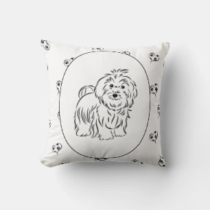 Havanese Hearts en Pawprints Kussen