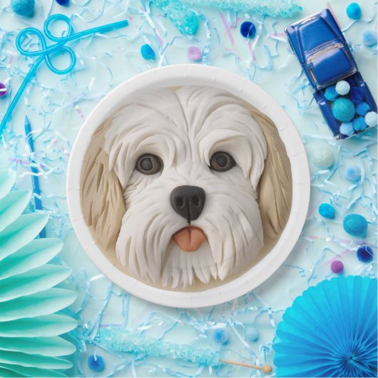 Havanese Hond 3D Geïnspireerd Papieren Bordje (Feest)
