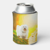 Havanese Hond Bichon Portret Schilderij Blikjeskoeler (Blikje Achterkant)