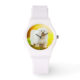 Havanese Hond Bichon Portret Schilderij Horloge