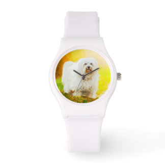Havanese Hond Bichon Portret Schilderij Horloge