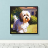Havanese Hond Canvas Afdruk (Insitu (Houten vloer))