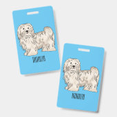 Havanese hond cartoon illustratie badge (Voor- en achterkant)