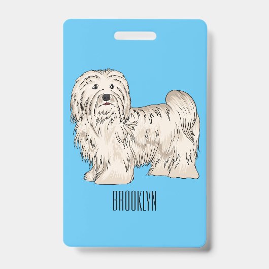 Havanese hond cartoon illustratie badge (Voorzijde)
