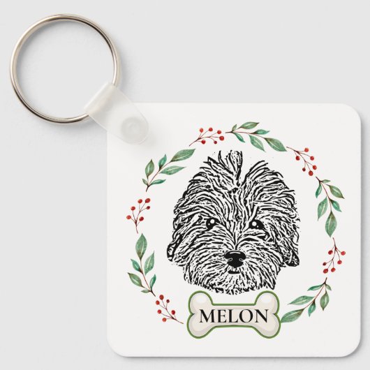 Havanese hond gepersonaliseerd sleutelhanger (Voorkant)