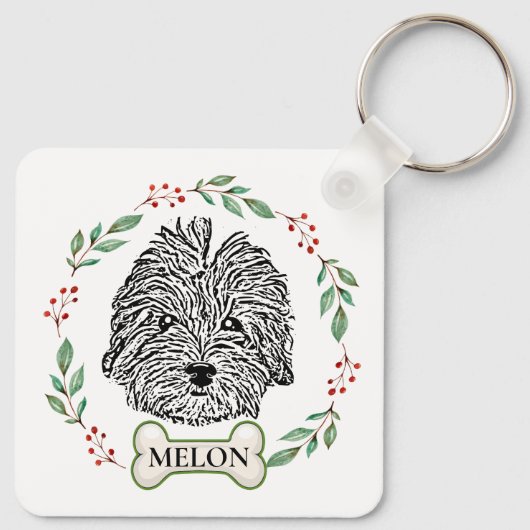 Havanese hond gepersonaliseerd sleutelhanger (Achterkant)
