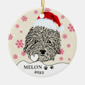 Havanese Hond Gepersonaliseerde Hand Drawing Keramisch Ornament (Voorkant)