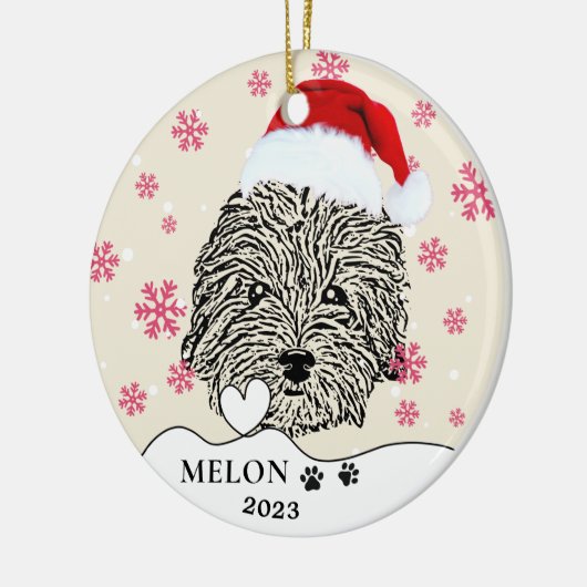 Havanese Hond Gepersonaliseerde Hand Drawing Keramisch Ornament (Links)