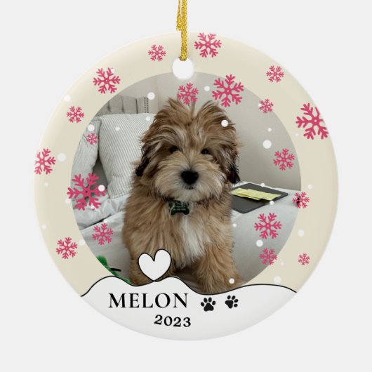 Havanese Hond Gepersonaliseerde Hand Drawing Keramisch Ornament (Achterkant)