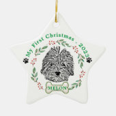 Havanese Hond Gepersonaliseerde Hand Drawing Keramisch Ornament (Voorkant)