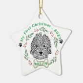 Havanese Hond Gepersonaliseerde Hand Drawing Keramisch Ornament (Links)
