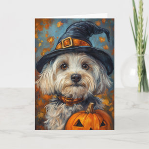 Havanese Hond Halloween Feestdagen Kaart