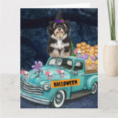 Havanese Hond Halloween Truck Griezelijke Nacht  Kaart (Voorkant)