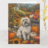 Havanese Hond Herfst Oogst Thanksgiving Kaart (Gele Bloem)