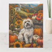 Havanese Hond Herfst Oogst Thanksgiving Kaart (Voorkant)