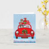 Havanese hond in auto met kerstman kaart (Gele Bloem)