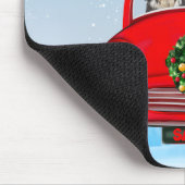 Havanese hond in auto met kerstman muismat (Hoek)