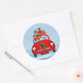 Havanese hond in auto met kerstman ronde sticker (Envelop)