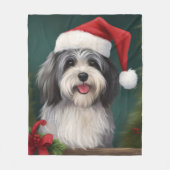 Havanese hond in de sneeuw Kerstmis Fleece Deken (Voorkant)
