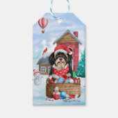 Havanese hond in het sneeuwbalhuis cadeaulabel (Voorkant)