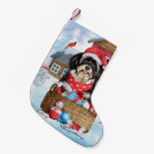 Havanese hond in het sneeuwbalhuis kleine kerstsok (Voorkant (Hangend))