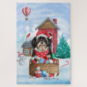 Havanese hond in het sneeuwbalhuis legpuzzel (Verticaal)