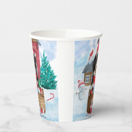 Havanese hond in het sneeuwbalhuis papieren bekers (Links)