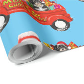 Havanese Hond in Kerst Leveringsvrachtwagen Cadeaupapier (Rol Hoek)