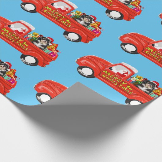 Havanese Hond in Kerst Leveringsvrachtwagen Cadeaupapier (Hoek)