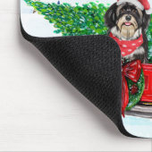 Havanese hond in kerstcadeau, vrachtwagen sneeuw muismat (Hoek)