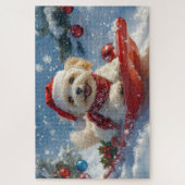 Havanese hond in slee Laat het sneeuwen Kerstmis Legpuzzel (Verticaal)