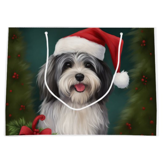 Havanese Hond in Sneeuw Kerstmis Groot Cadeauzakje (Voorkant)