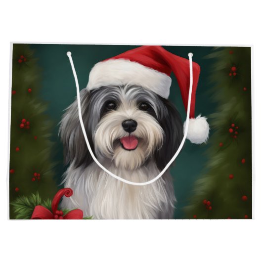 Havanese Hond in Sneeuw Kerstmis Groot Cadeauzakje (Achterkant)