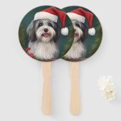 Havanese Hond in Sneeuw Kerstmis Handwaaier (Voorkant en achterkant)