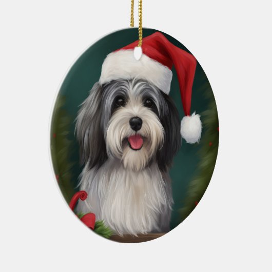Havanese Hond in Sneeuw Kerstmis Keramisch Ornament (Rechts)