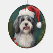 Havanese Hond in Sneeuw Kerstmis Keramisch Ornament (Links)
