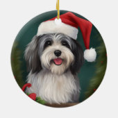 Havanese Hond in Sneeuw Kerstmis Keramisch Ornament (Achterkant)