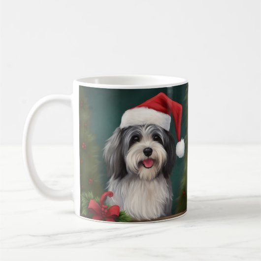 Havanese Hond in Sneeuw Kerstmis Koffiemok (Links)