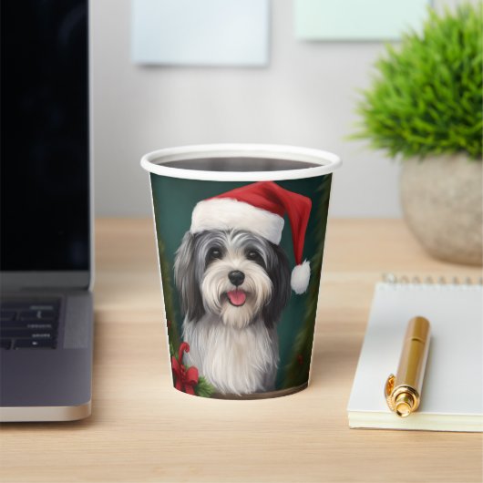 Havanese Hond in Sneeuw Kerstmis Papieren Bekers (Insitu)