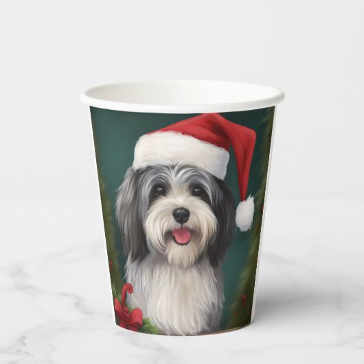 Havanese Hond in Sneeuw Kerstmis Papieren Bekers (Achterkant)