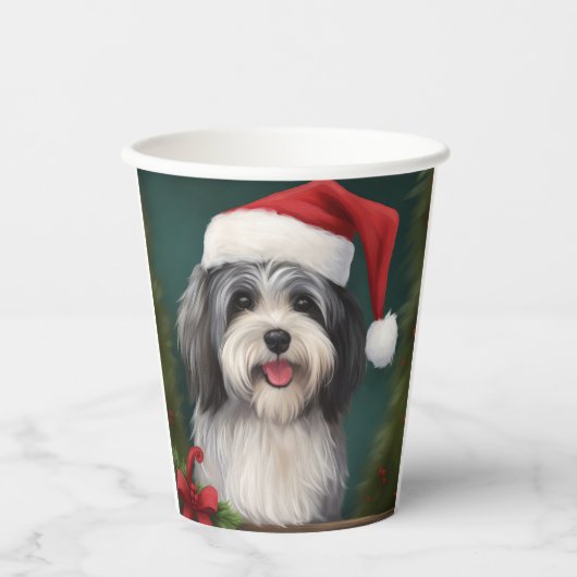 Havanese Hond in Sneeuw Kerstmis Papieren Bekers (Voorkant)